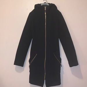 Black Hooded Wool Coat from Dynamite, Size XS
